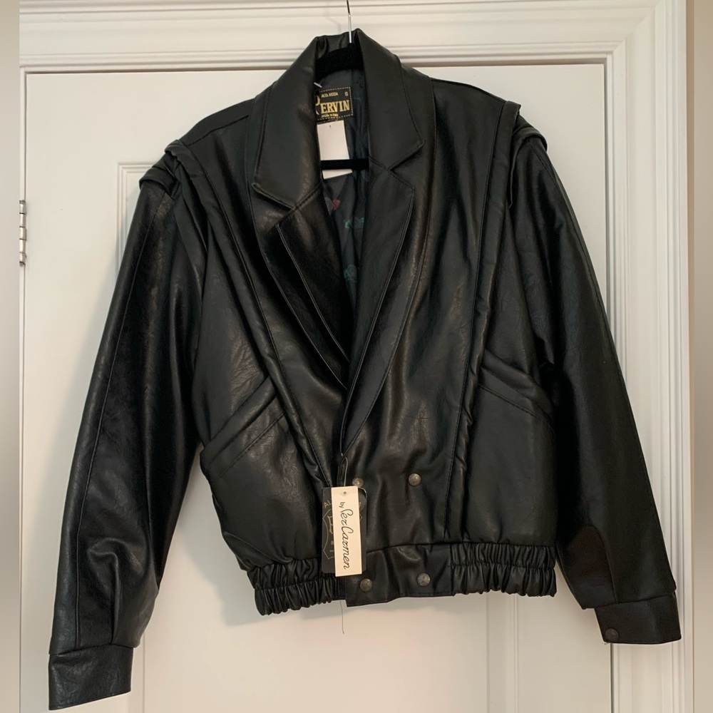 Vintage Leather Jacket/ Faux leather/ 1980/90s/NWT
